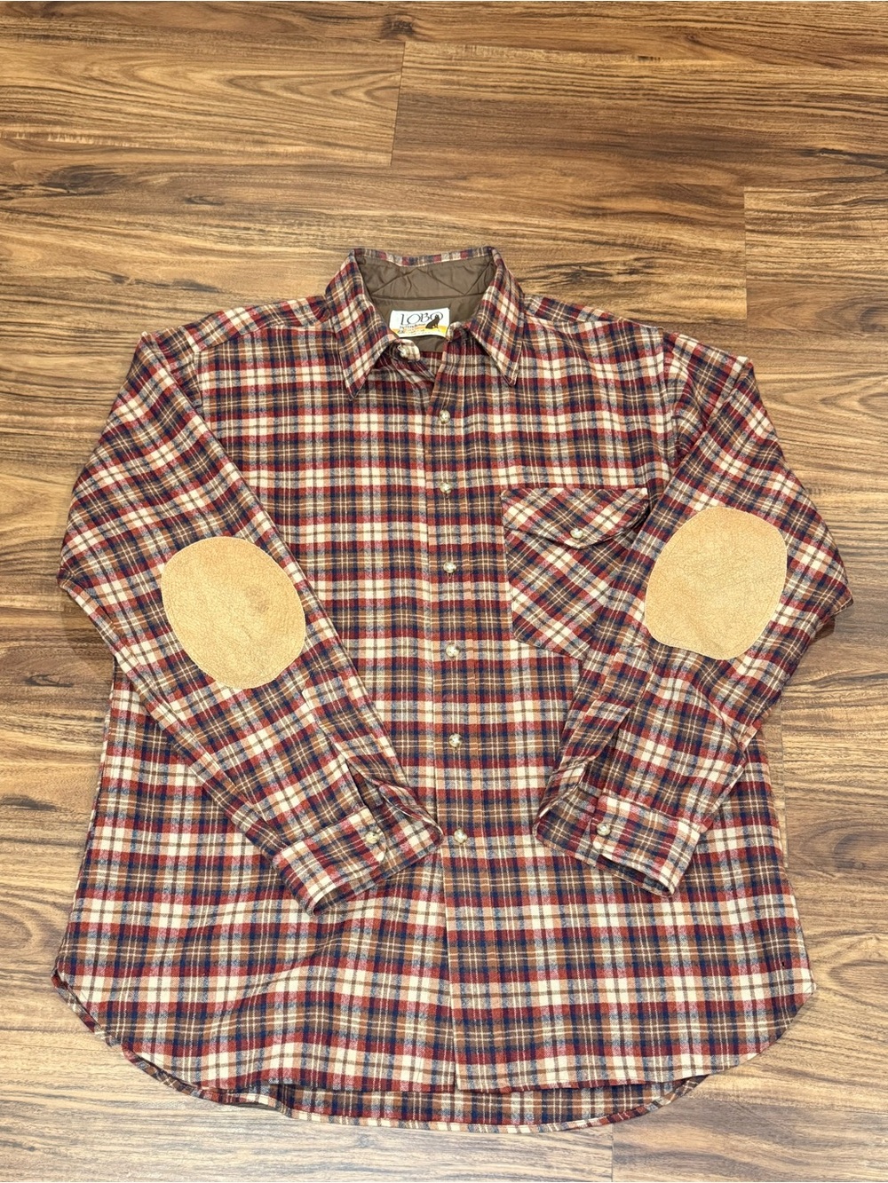 Vintage Pendleton Lobo Shirt Mens Large Red Brown Plaid Wool Flannel Made USA